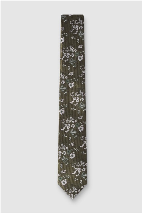 Antique Rogue Sage Busy Floral Tie Green