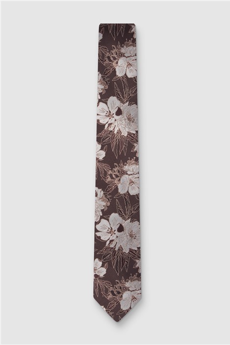 Antique Rogue Chocolate Large Floral Tie Chocolate