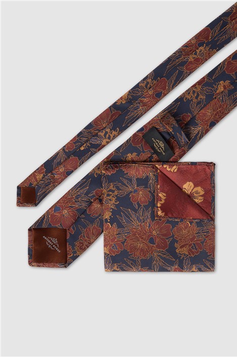 Antique Rogue Rust Large Floral Tie