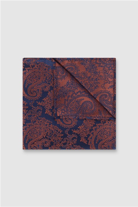 Antique Rogue Rust Paisley Pocket Square 0 Orange