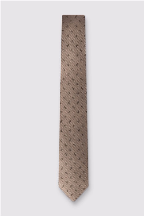 Alexandre Champagne Silk Paisley Tie Beige Ideal For Weddings