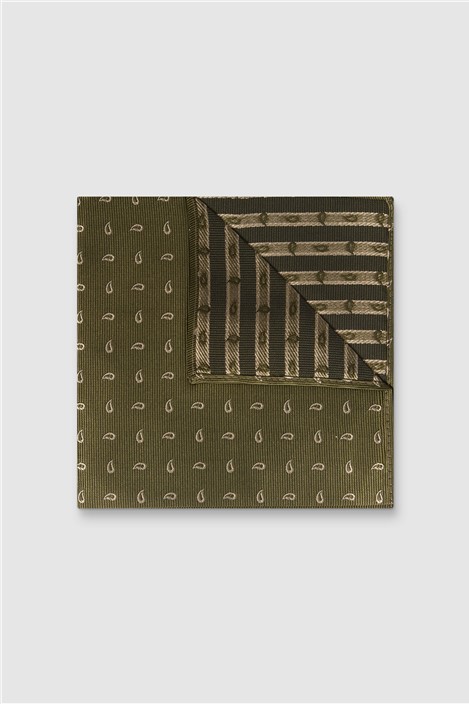 Alexandre Khaki Paisley Pocket Square 0 Green Ideal For Weddings