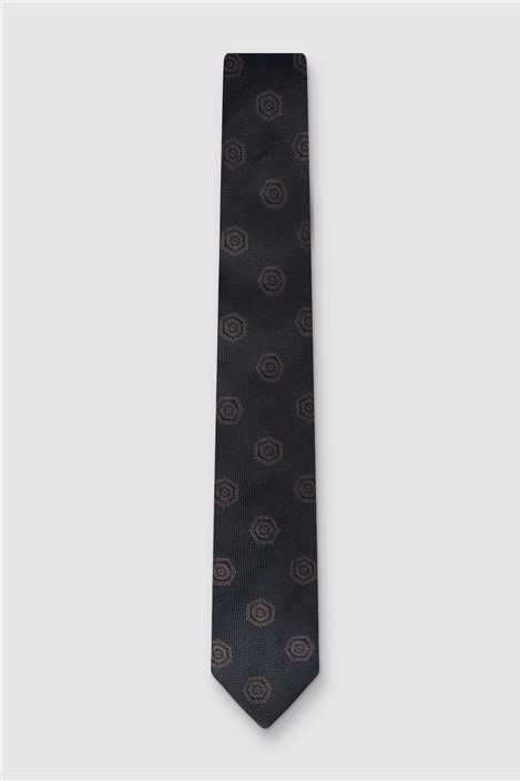 Alexandre Navy Blue Silk Hexagon Medallion Tie Navy Blue