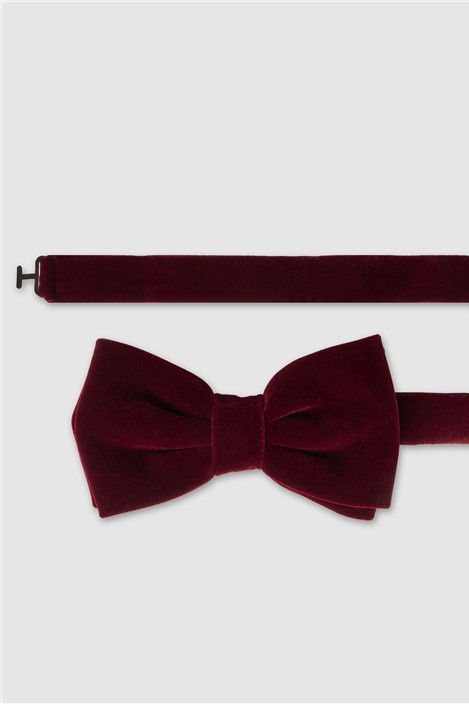 Antique Rogue Burgundy Velvet Bow Tie Red