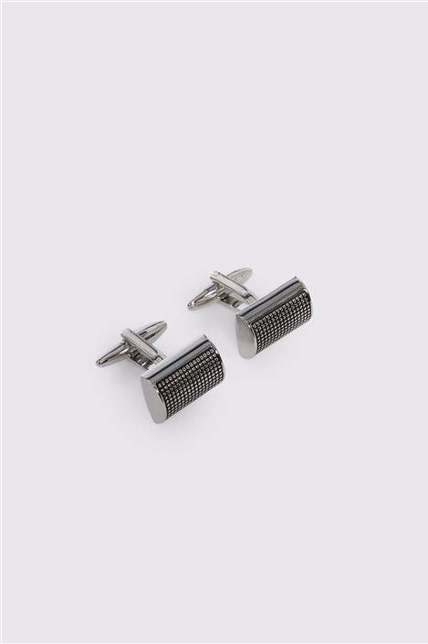 Limehaus Silver Textured Half Barrel Cufflinks