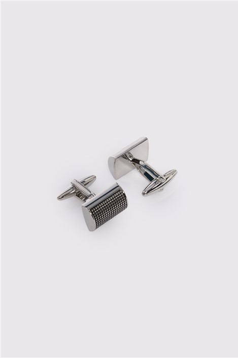 Limehaus Silver Textured Half Barrel Cufflinks