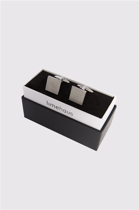 Limehaus Silver Square Textured Cufflinks