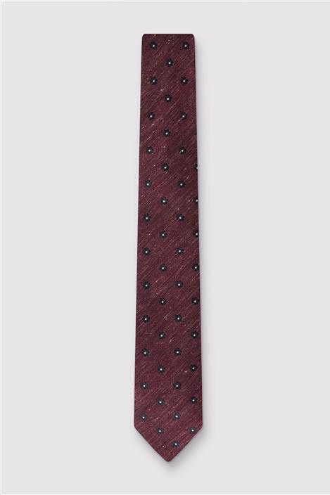 Antique Rogue Burgundy Daisy Geo Tie Red