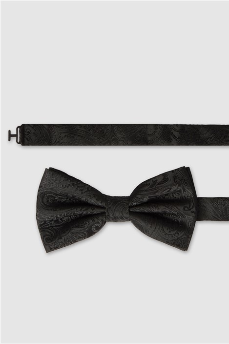 Antique Rogue Black Tonal Paisley Bow Tie Black