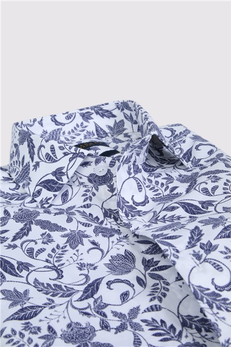 Alexandre Tailored Fit Navy Paisley Shirt