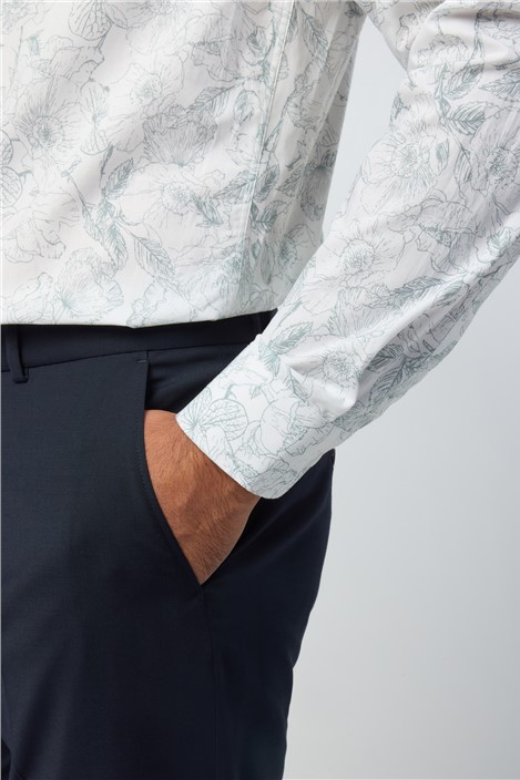 Alexandre Tailored Fit Airforce Sketch Floral Shirt