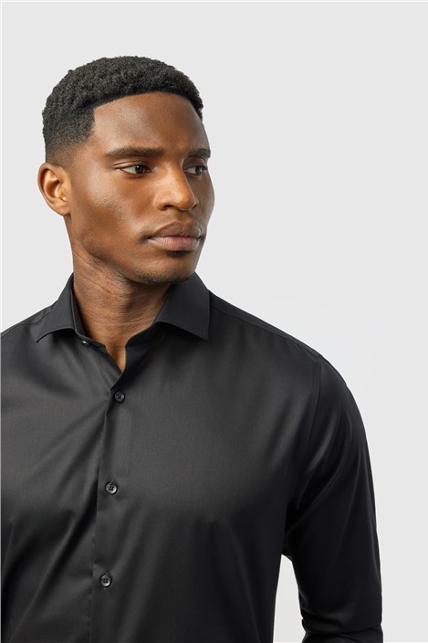 Alexandre Tailored Fit Black Non Iron Twill Single Cuff Shirt