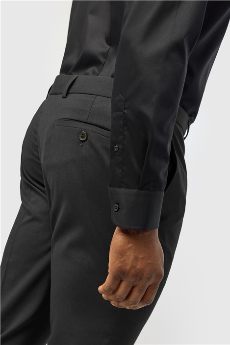 Alexandre Tailored Fit Black Non Iron Twill Single Cuff Shirt
