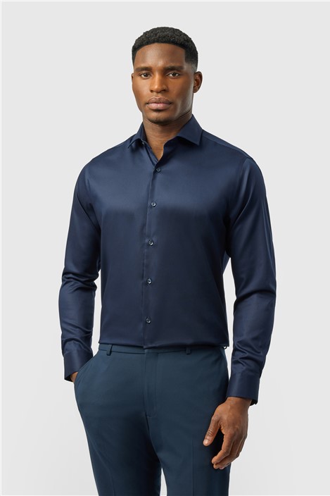 Alexandre Tailored Fit Navy Non Iron Stretch Shirt