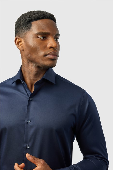 Alexandre Tailored Fit Navy Non Iron Stretch Shirt