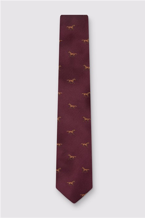 Antique Rogue Burgundy Horse Motif Tie