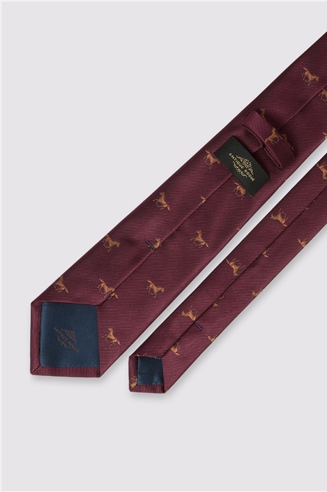Antique Rogue Burgundy Horse Motif Tie
