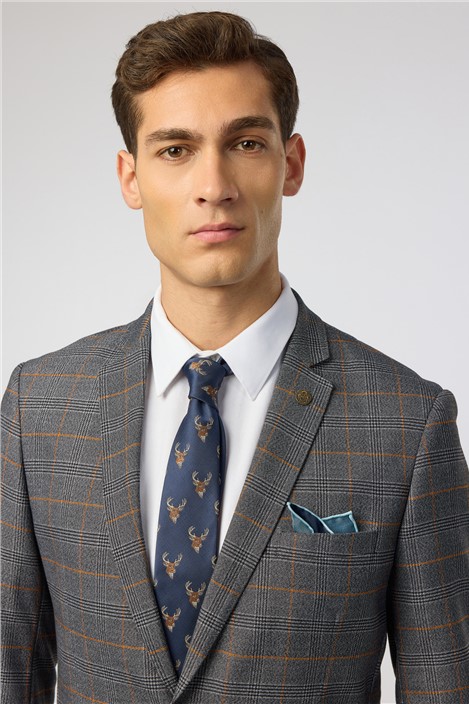 Antique Rogue Navy Stag Motif Tie
