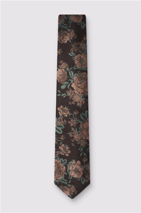 Alexandre Brown Wild Rose Silk Tie