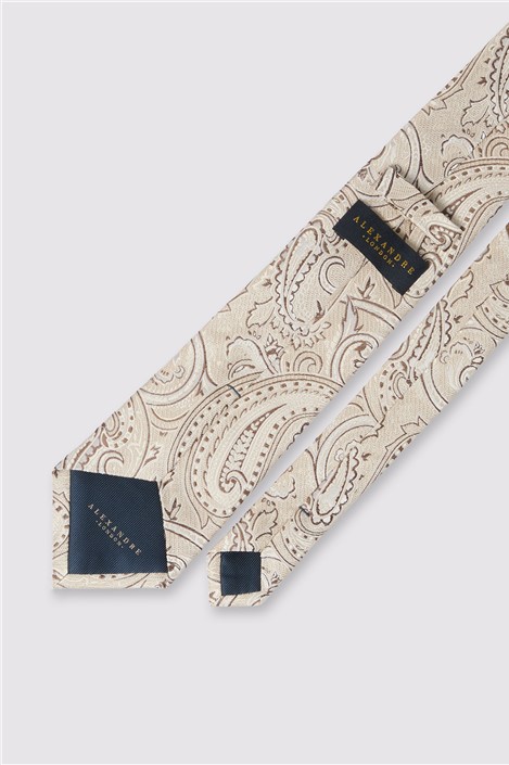 Alexandre Champagne Paisley Silk Tie