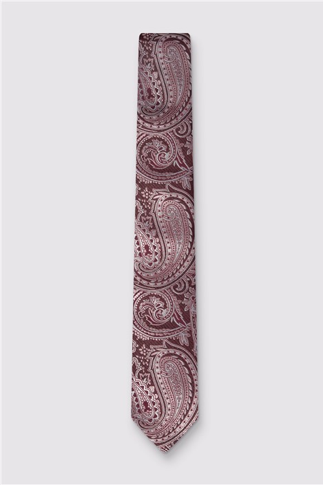 Alexandre Burgundy Paisley Silk Tie
