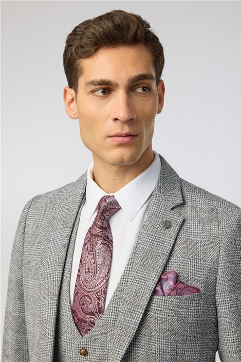 Alexandre Burgundy Paisley Silk Tie