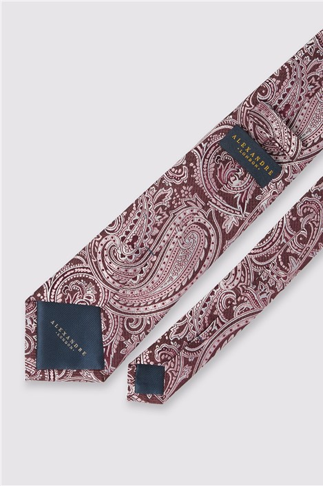 Alexandre Burgundy Paisley Silk Tie