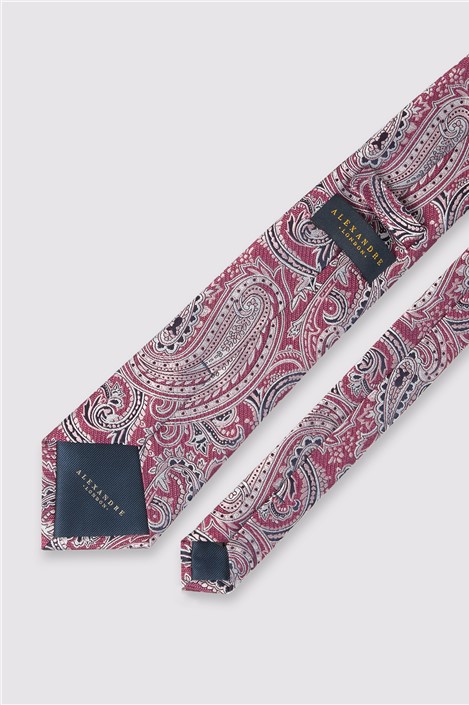 Alexandre Magenta Paisley Silk Tie
