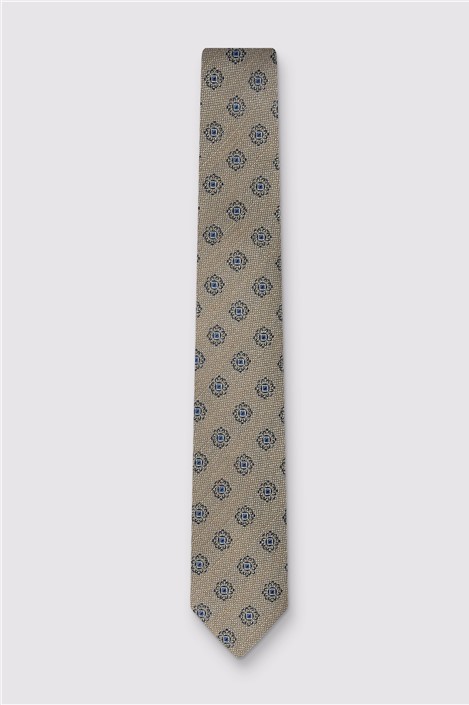 Alexandre Champagne Motif Linen Blend Tie
