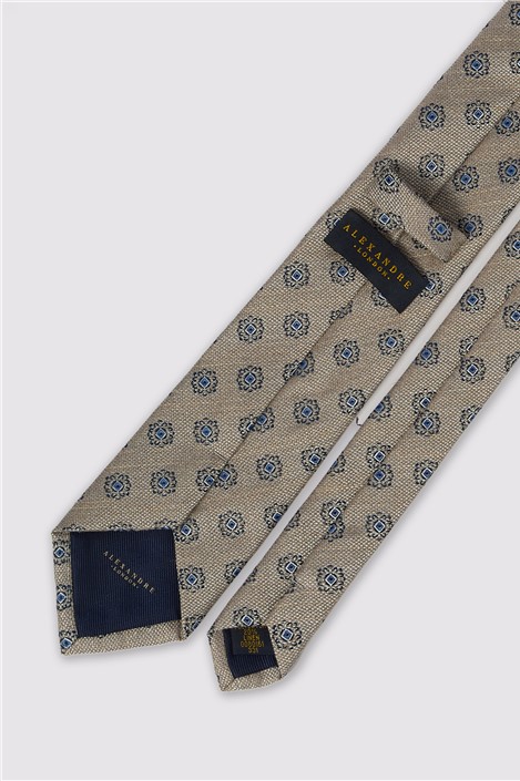 Alexandre Champagne Motif Linen Blend Tie
