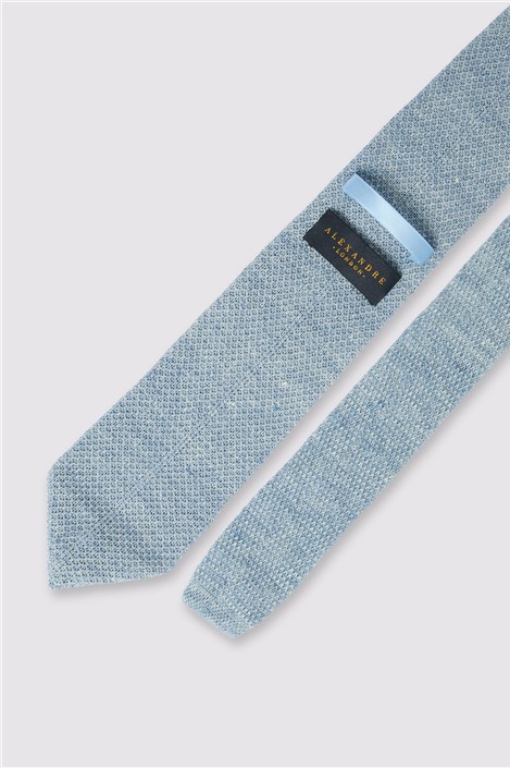 Alexandre Light Blue Knitted Linen Tie