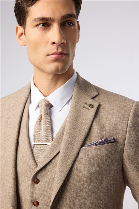Alexandre Oatmeal Knitted Linen Tie