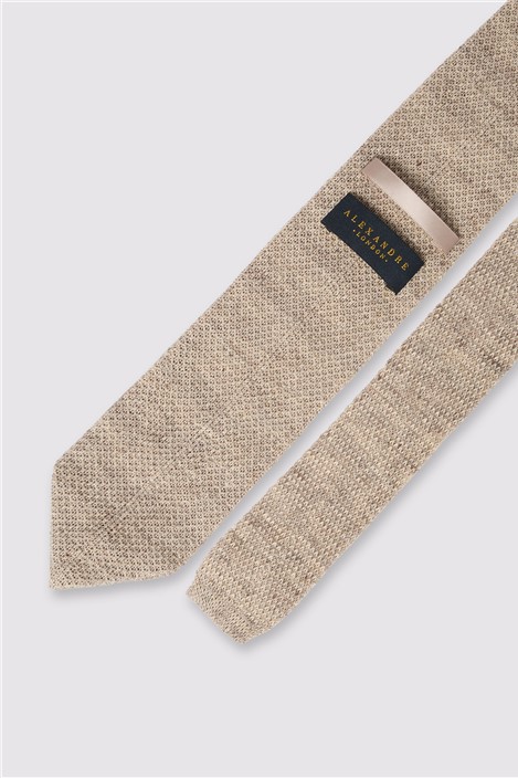 Alexandre Oatmeal Knitted Linen Tie