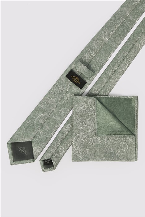 Antique Rogue Sage Paisley Wedding Tie