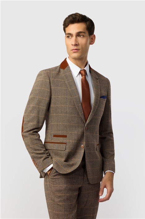 Marc Darcy Slim Fit DX7 Tan Tweed Jacket
