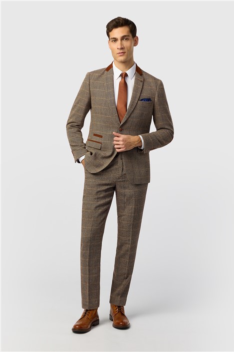 Marc Darcy Slim Fit DX7 Tan Tweed Jacket
