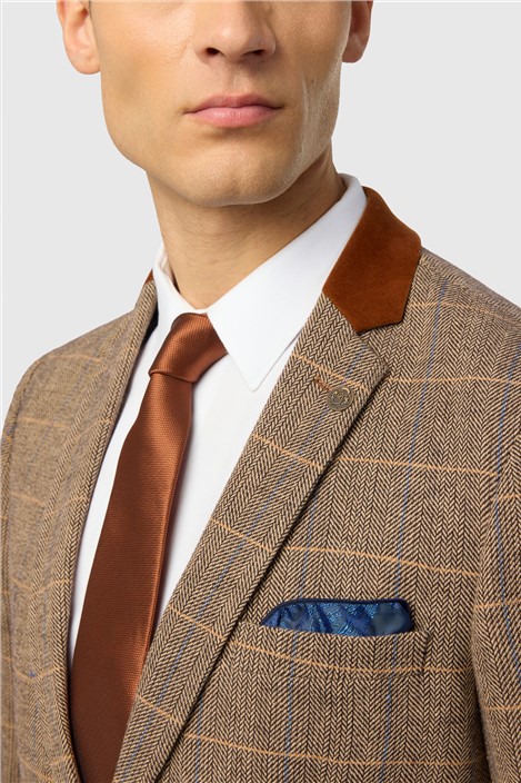 Marc Darcy Slim Fit DX7 Tan Tweed Jacket

