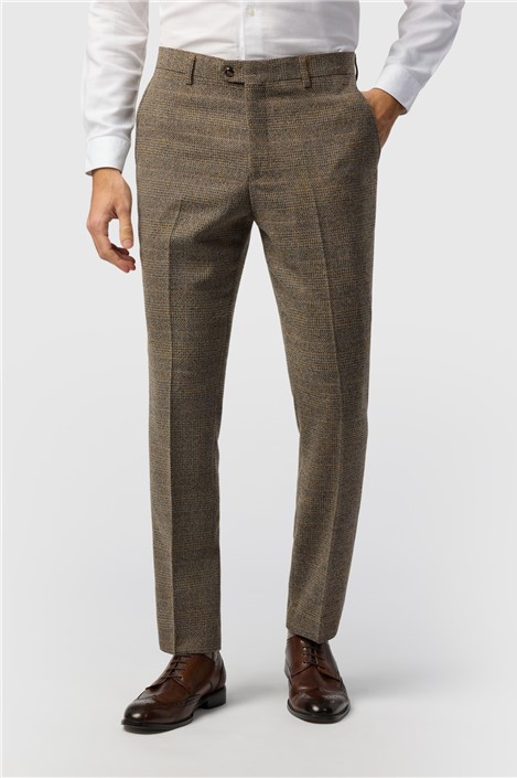 Marc Darcy Slim Fit Kris Tan Tweed Trousers
