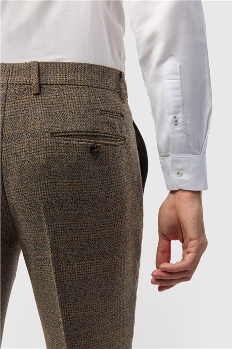 Marc Darcy Slim Fit Kris Tan Tweed Trousers
