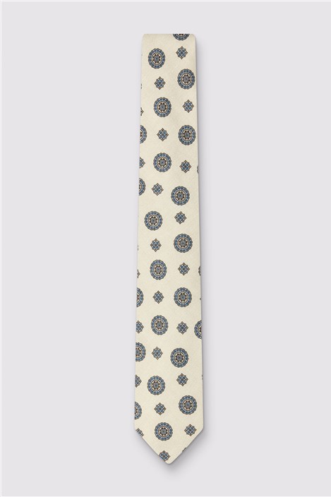 Luciano Versi by Bottinelli Lucca Ecru Italian Silk Motif Tie