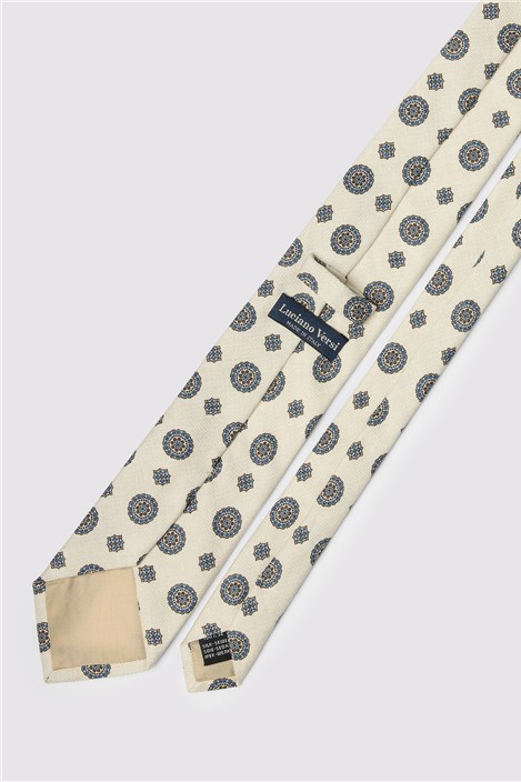 Luciano Versi by Bottinelli Lucca Ecru Italian Silk Motif Tie