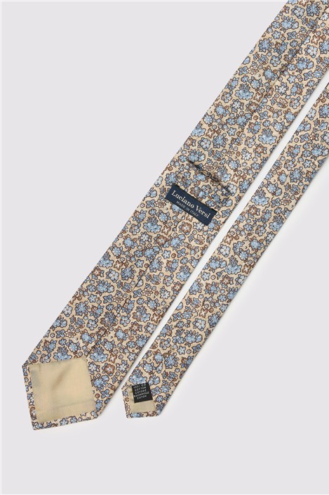 Luciano Versi by Bottinelli Capri Ecru Italian Silk Floral Tie