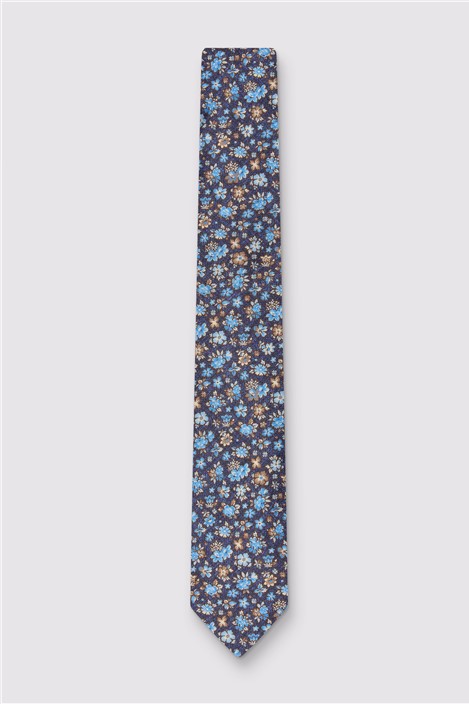 Luciano Versi by Bottinelli Capri Blue Italian Silk Floral Tie