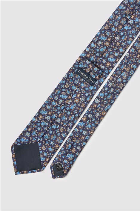 Luciano Versi by Bottinelli Capri Blue Italian Silk Floral Tie