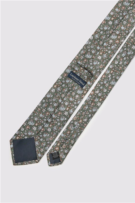 Luciano Versi by Bottinelli Capri Green Italian Silk Floral Tie