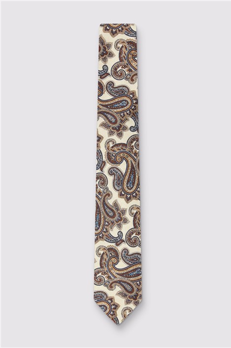 Luciano Versi by Bottinelli Turin Ecru Italian Silk Paisley Tie