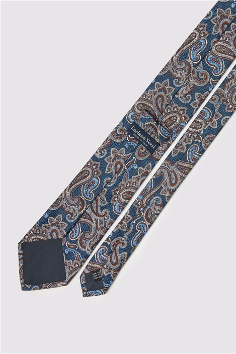 Luciano Versi by Bottinelli Turin Navy Italian Silk Paisley Tie