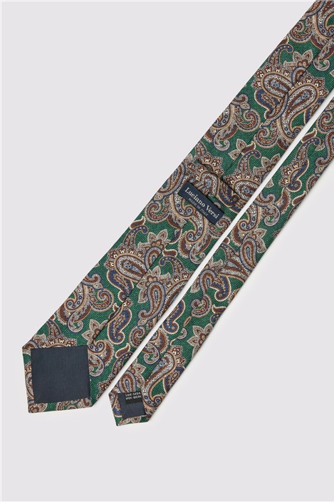 Luciano Versi by Bottinelli Turin Green Italian Silk Paisley Tie