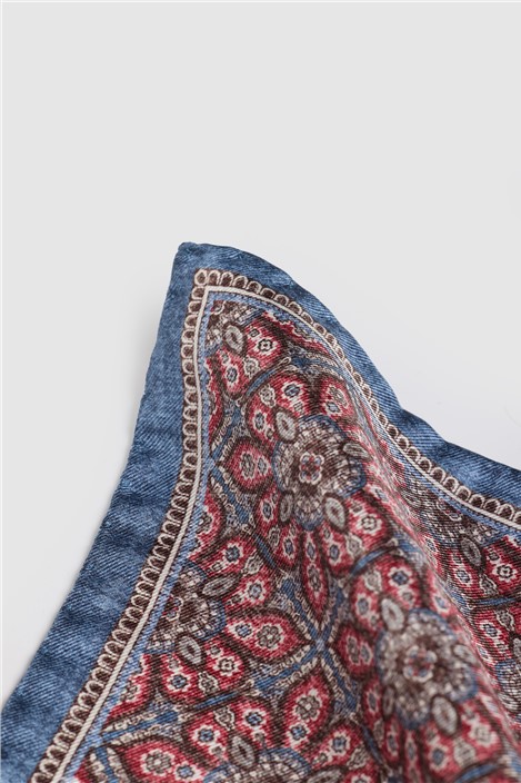 Luciano Versi by Bottinelli Amalfi Raspberry Italian Silk Floral Motif Pocket Square