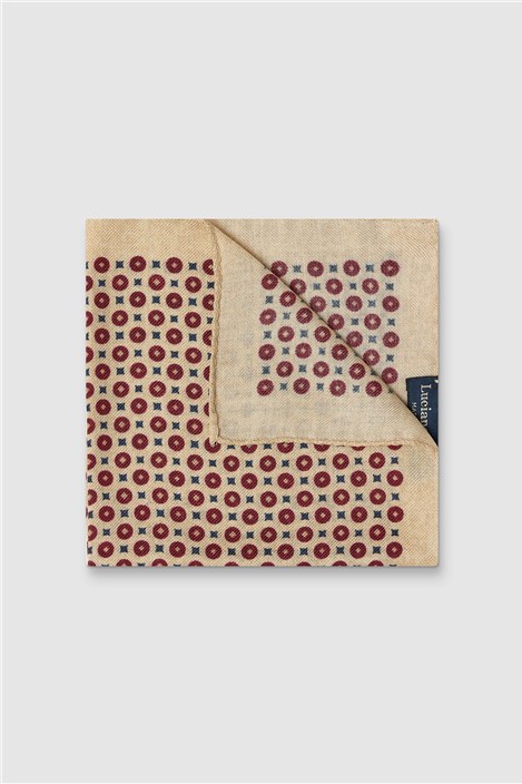 Luciano Versi by Bottinelli Alba Raspberry Circle Print Pocket Square